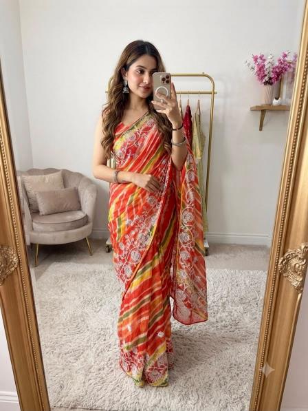 Vinayak multicoloured lehriya surat new saree collection
